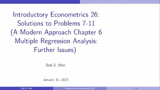 Solutions to Problems 7 to 11 A Modern Approach Chapter 6  Introductory Econometrics 26 [upl. by Brigg]