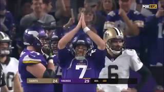 Vikings QB Case Keenum Leads Fans SKOL Chant after Throwing Game Winning TD Saints Playoffs [upl. by Enaht]