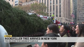 Rockefeller tree arrives in NYC [upl. by Ennylcaj]