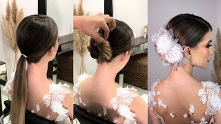 Penteado de Noiva com Flor Branca  Peinados  Bride Hairstylist [upl. by Shimkus]