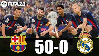 FIFA 23  MESSI RONALDO HAALAND NEYMAR ALL STARS PLAYS TOGETHER  BARCELONA 500 REAL MADRID [upl. by Frederica]