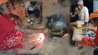 unseen village old grandmother cooking amp eating chicken corry  traditional skill [upl. by Anir842]