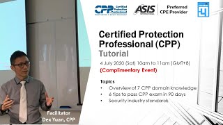 Certified Protection Professional CPP Tutorial  4 Jul 2020 [upl. by Hako]