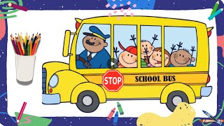 Lets draw a School bus with kids🎉👧🏻👦🏻Magic hands KIT🖍️🎨🖌️ [upl. by Aitsirhc]