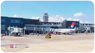 Landing at Belgrade Airport Air Serbia Airbus A320 from Bodrum [upl. by Possing]