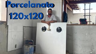 Como assentar porcelanato 120x120 sozinho vc também consegue [upl. by Notsirhc]