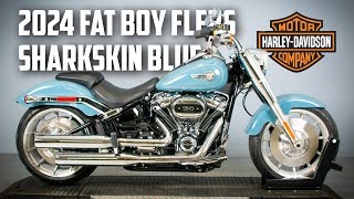 NEW 2024 HarleyDavidson® Fat Boy® 114 FLFBS  Sharkskin Blue [upl. by Adile]