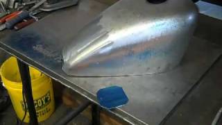 cutting open and narrowing a sportster gas tank shell [upl. by Notrom]