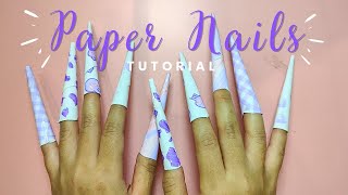 paperdiy Tutorial how to make paper nails kuromi purple theme 💅💅💜💜 [upl. by Emiatej]