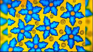 Blue and yellow colour flower pattern drawing சீத்தைதுணி அலங்காரம் [upl. by Schubert326]