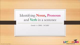 Identifying Noun Pronoun and Verb in a Sentence [upl. by Andromede]