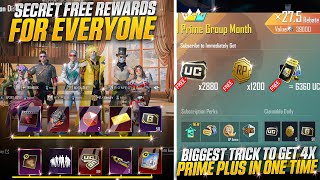 OMG 😱 Secret Free Rewards For Everyone  Biggest Trick To Get 4x Prime Plus In One Time  Bgmi [upl. by Pessa]