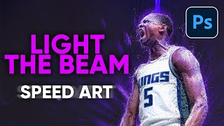 DeAaron Fox  LIGHT THE BEAM  Photoshop Speed Art [upl. by Naugal]