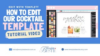 Editing our Signature Cocktail Drinks Sign  Templett Tutorial Video [upl. by Lorien219]