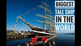 Meeting the Tall Ship Kruzenshtern in Larvik Norway [upl. by Ynaffik50]