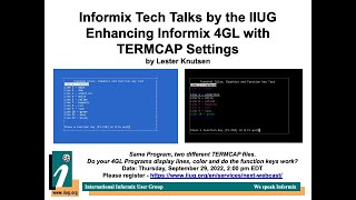 Informix TechTalk Enhancing Informix 4GL with TERMCAP Settings by Lester Knutsen [upl. by Varien]