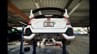 FK8  Civic Type R  HKS Exhaust install [upl. by Rechaba]