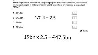 AQA Economics Multiple Choice Q on Multiplier Effect [upl. by Garges399]