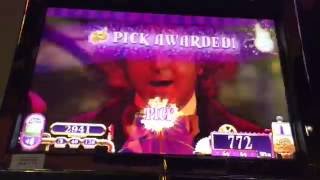 Willy Wonka Slot Machine  CHOCOLATE RIVER BOAT BONUS  GOLDEN TICKET PRIZE [upl. by Violet]