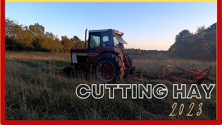 Cutting Hay 2023 International 1086 Tractor amp New Holland Hay Conditioner [upl. by Ytsirc]