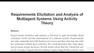 Requirements Elicitation and Analysis of Multiagent Systems Using Activity Theory [upl. by Ytte]