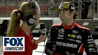 Ryan Blaney speaks on his first place finish in the CocaCola 600 at Charlotte  NASCAR on FOX [upl. by Adnama323]