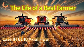 The Life of a Real Farmer in the United States  Case IH 6140 Axial Flow combine harvester video [upl. by Inalaehon]