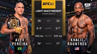 🔴 UFC 307 Alex Pereira vs Khalil Rountree Jr  Full Fight Highlights  Light Heavyweight Title Bout [upl. by Ylloh]