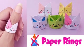 How to make Kawaii Paper Rings  DIY Origami Paper Rings  No glue Origami Rings [upl. by Kore]