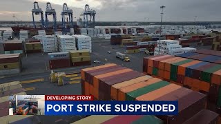 Dockworkers strike suspended tentative agreement includes 62 pay raise over 6 years [upl. by Selway]