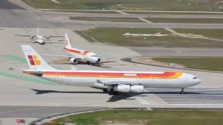 Airbus A340 Iberia despegando desde Cabecera 36L en Madrid Barajas [upl. by Malek]