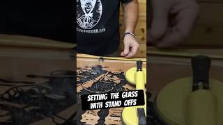 Using stand offs for mounting the glass on our cowboy table customtable cowboys standoffs [upl. by Fitzgerald]