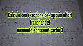 Calcule des réactions des appuis effort tranchant et moment fléchissant partie n°3 [upl. by Xerxes]