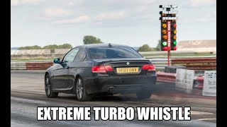 BMW E92 335d exhaust sound with DPF delete and no backbox EXTREME TURBO WHISTLE [upl. by Noyes]