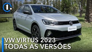 VW VIRTUS 2023 VEJA COMO É CADA VERSÃO DO SEDÃ REESTILIZADO [upl. by Weider]