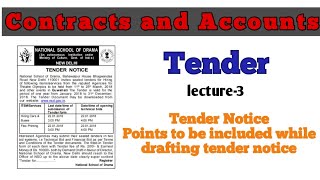 Tender Notice  Points to be included while Drafting tender notice  Tender Contracts and Accounts [upl. by Garland]