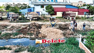 The first new project  Bulldozer Komatsu D20P pouring soil to clear roads​ Land Trucks 5 ton [upl. by Yelha]