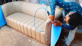 Latest Leather Sofa Making 2023How To Make High Quality Leather SofaStepByStep [upl. by Mallon]