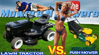 MURRAY RIDING MOWER LAWN TRACTOR VS YARDMAN SELF PROPELLED PUSH LAWNMOWER DECIDE WHATS BEST FOR YOU [upl. by Goldie]