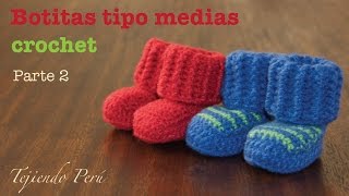 Botas tipo medias tejidas a crochet para bebes Parte 2 [upl. by Reyna]