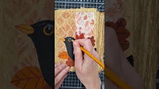 Easy autumn blackbird painting in my art journal gouache birdpainting artjournal beginnersart [upl. by Eseryt]