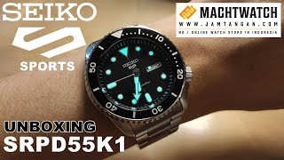 Seiko 5 Sports SRPD55K1 Automatic Black Dial Stainless Steel Strap  Machtwatch Haul [upl. by Talia697]