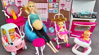 Unboxing Pregnant Barbie Doll Set Review amp Cute Toys Family Doll Playset  ASMR Toys Review [upl. by Suiremed8]