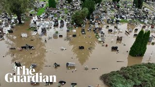 Drone footage reveals scale of flooding across Europe [upl. by Boonie232]