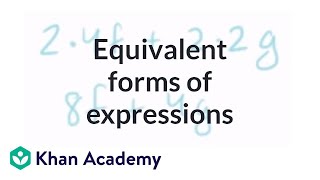 Equivalent forms of expressions  Introduction to algebra  Algebra I  Khan Academy [upl. by Dyrrej6]