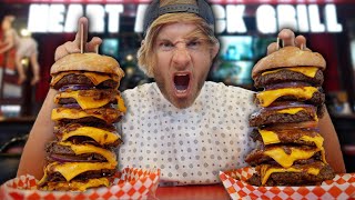 Americas HIGHEST CALORIE Burger Challenge DOUBLED [upl. by Anoiuq350]