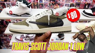 TRAVIS SCOTT AIR JORDAN 1 LOW quotMEDIUM OLIVEquot BELOW RETAIL [upl. by Loftis]