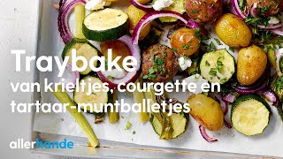 Traybake van courgette en tartaarmuntballetjes  Recept  Allerhande [upl. by Idnerb901]