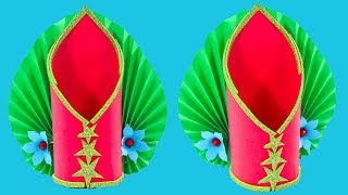 Making Paper Flower Vase  Paper Craft  DIY Paper Flower Vase  Easy Paper Vase [upl. by Nilyahs]