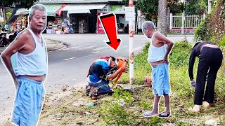 A BIG SHOCK While Helping An 80YearOld Elder Cut Overgrown Grass On The Sidewalk [upl. by Vladimar]